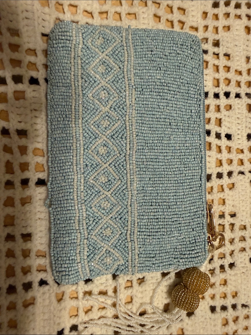 Free People Light Blue Beaded Wristlet with White Accents - Picture 2 of 2